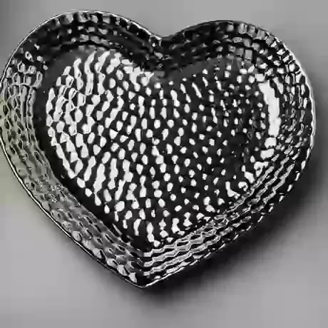 Silver Ceramic Dimple Effect Large Heart